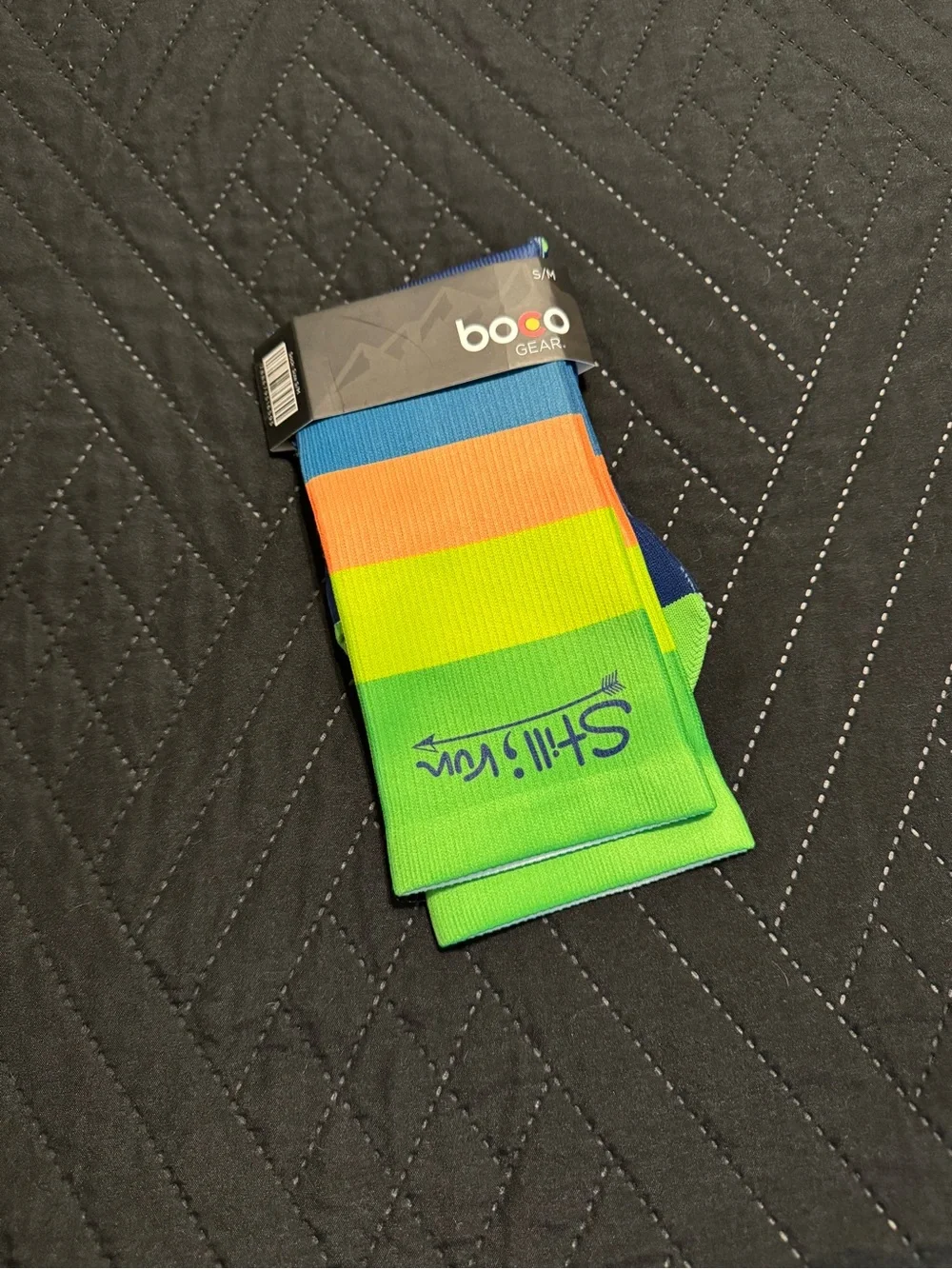 Boo Gear Women's Bright Striped Compression Socks - Green/Blue/Orange